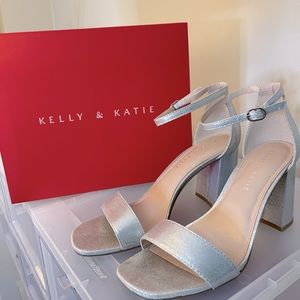 Silver Shimmer Kelly & Katie Chunky Heels